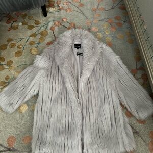 Gray Express Faux Fur Coat